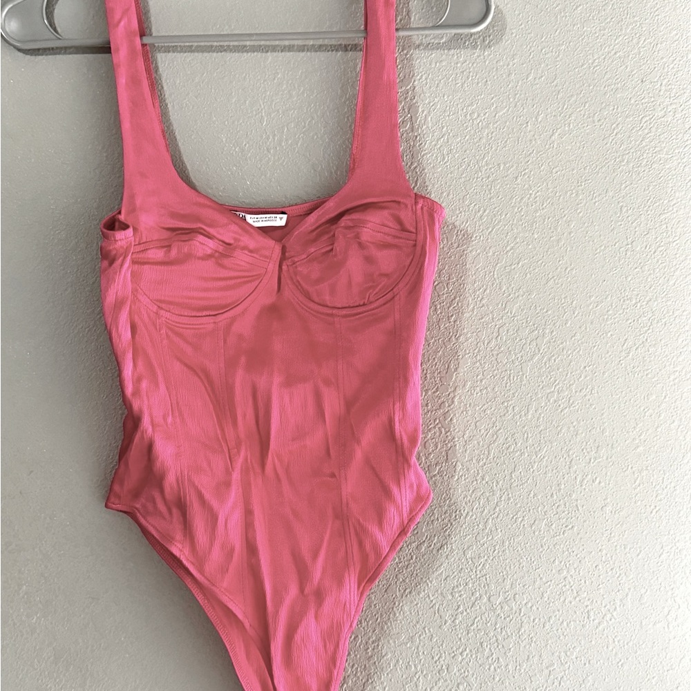 Hot pink zara bodysuit